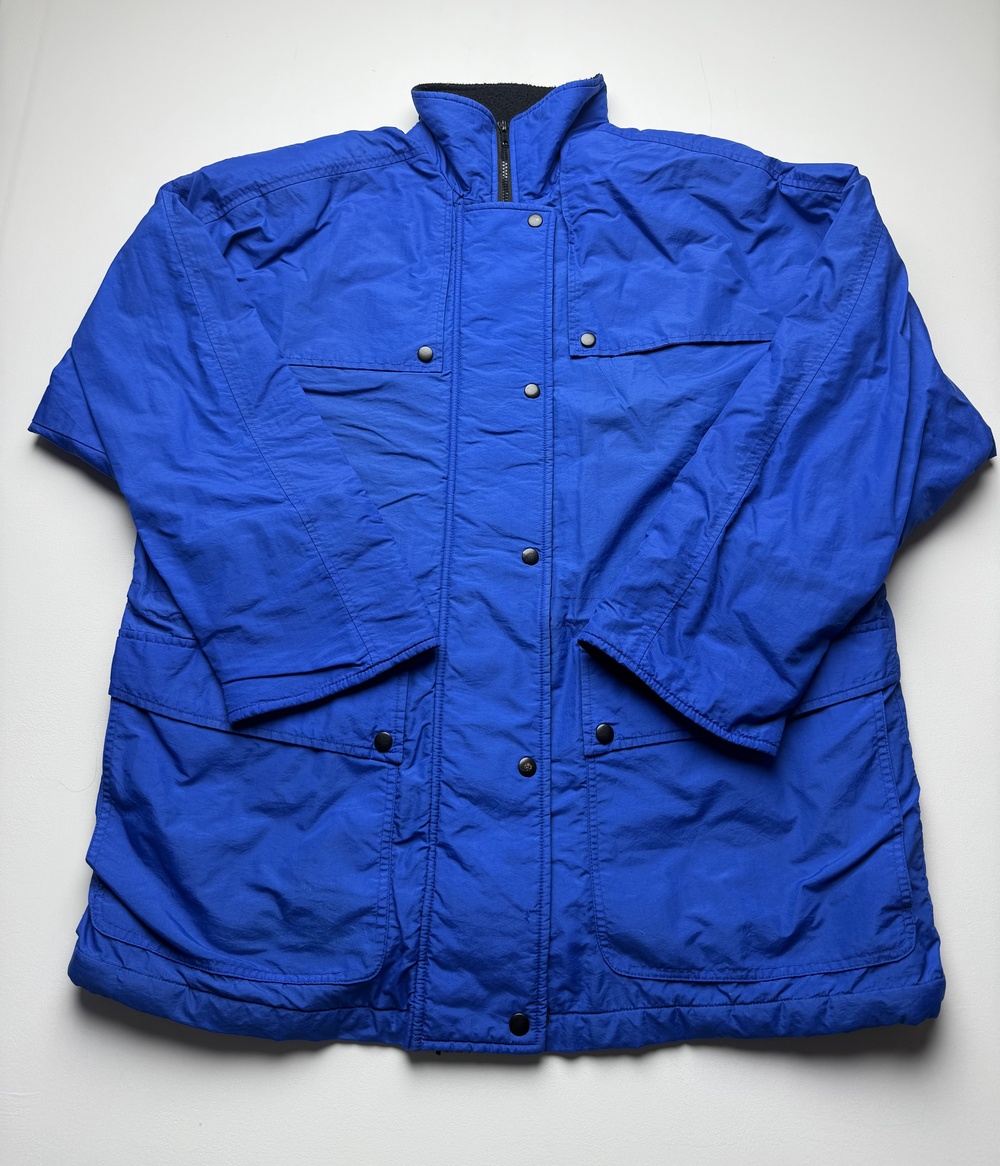 Brandon Thomas Coat Womens 1X Blue Nylon Fleece Lined Parka Full Zip Winter